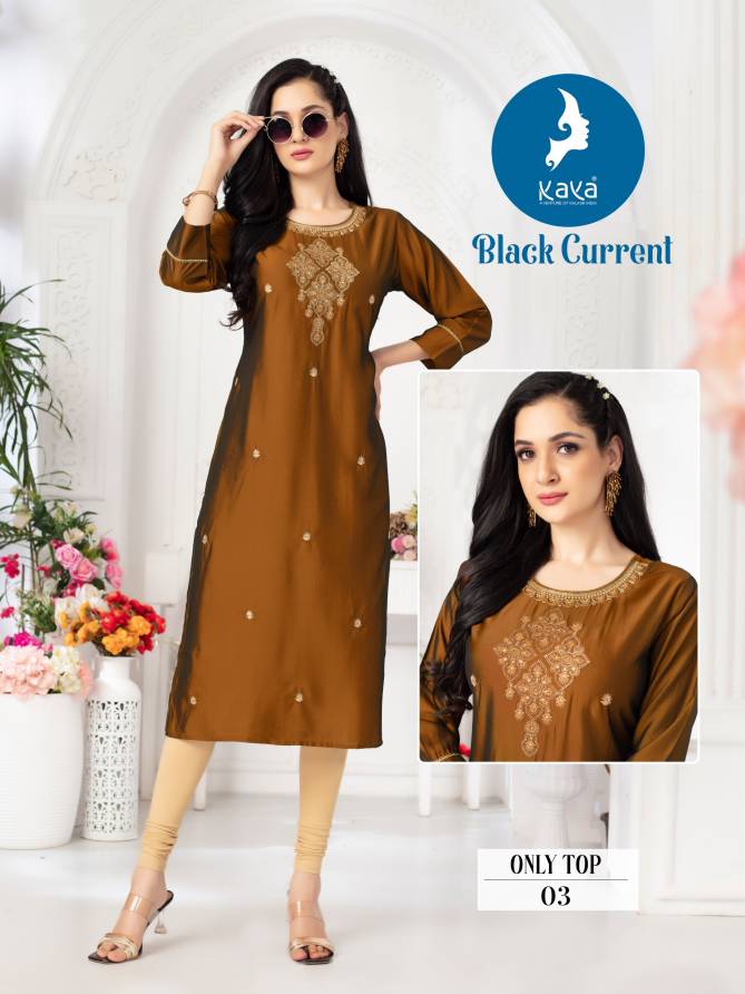 Black Current By Kaya Viscose Silk Kurti Wholesale Shop In Surat